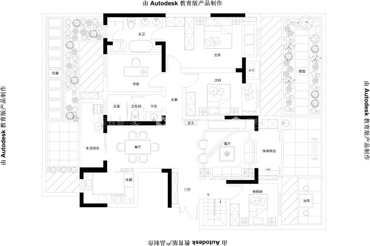 325㎡复式新中式风格-平面布置图