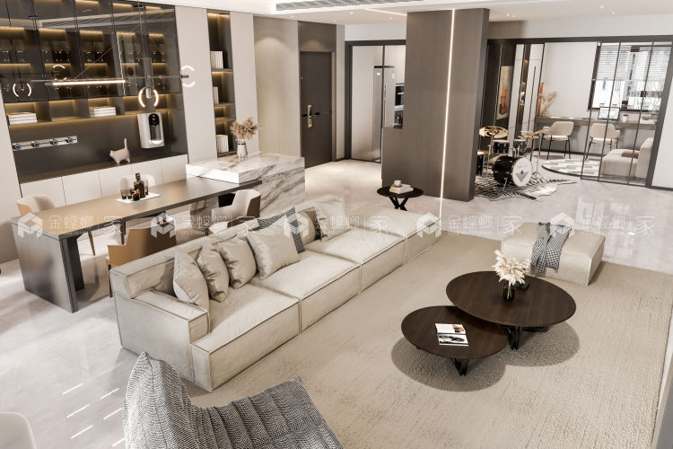 建业公园里198平现代风格-餐厅效果图及设计说明