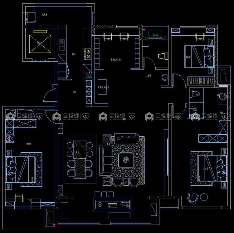 建业公园里198平现代风格-平面设计图及设计说明