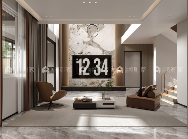 230平幸福里别墅现代风格-客厅效果图及设计说明