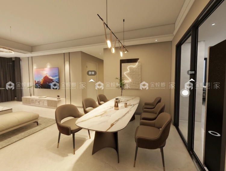 103平芳华里现代风-餐厅效果图及设计说明