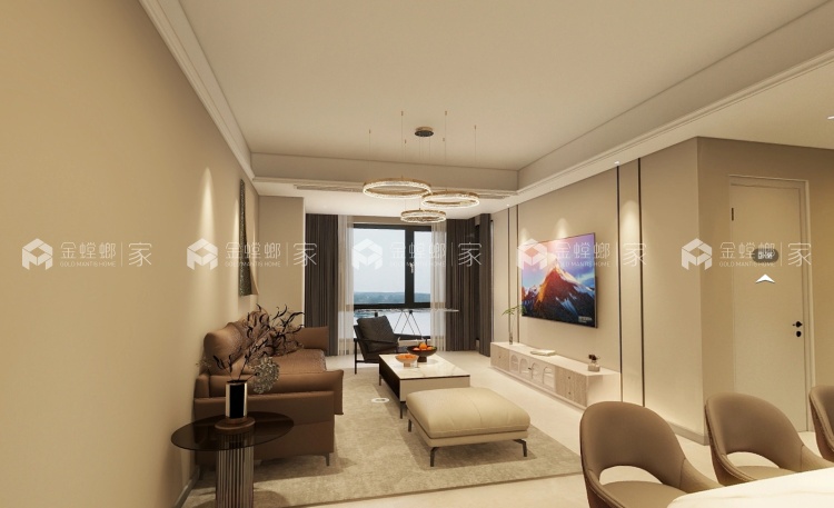 103平芳华里现代风-客厅效果图及设计说明