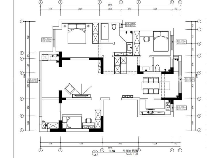 125平保利林语溪现代奶油-平面布置图