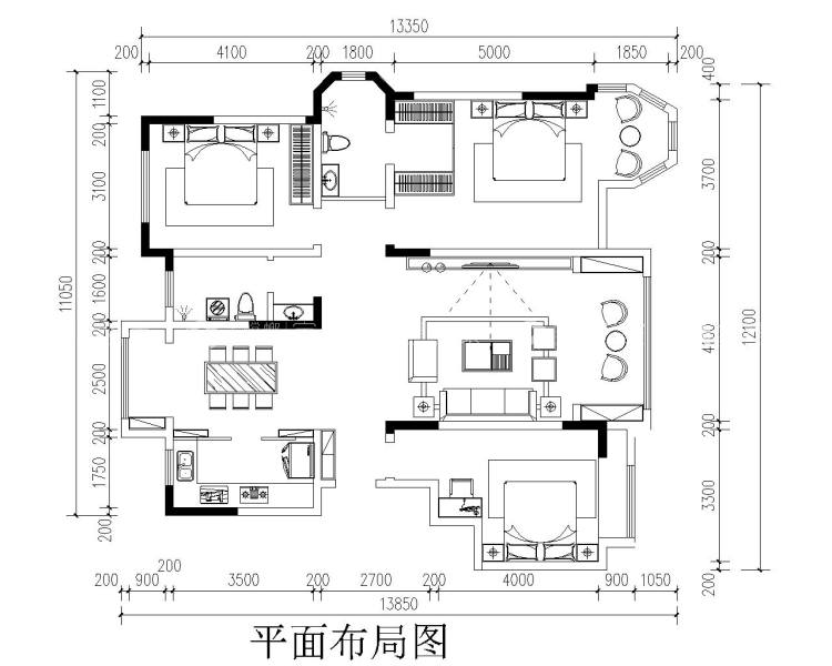 136平财富世家现代轻奢-平面布置图