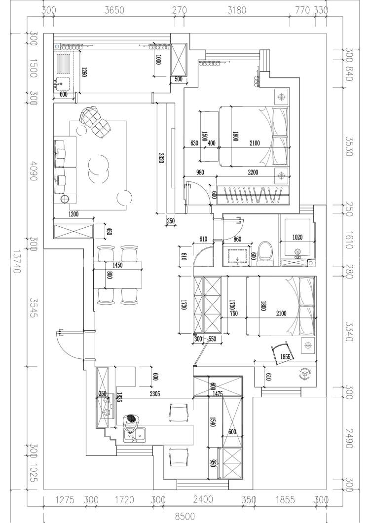 93平嘉凯城苏纶里现代简约风-平面布置图