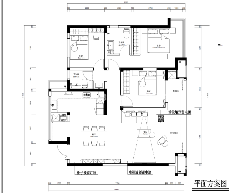 135平国安天和现代风-平面布置图