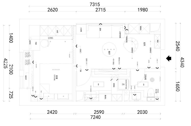 45平翡翠国际新中式公寓LOFT-平面布置图