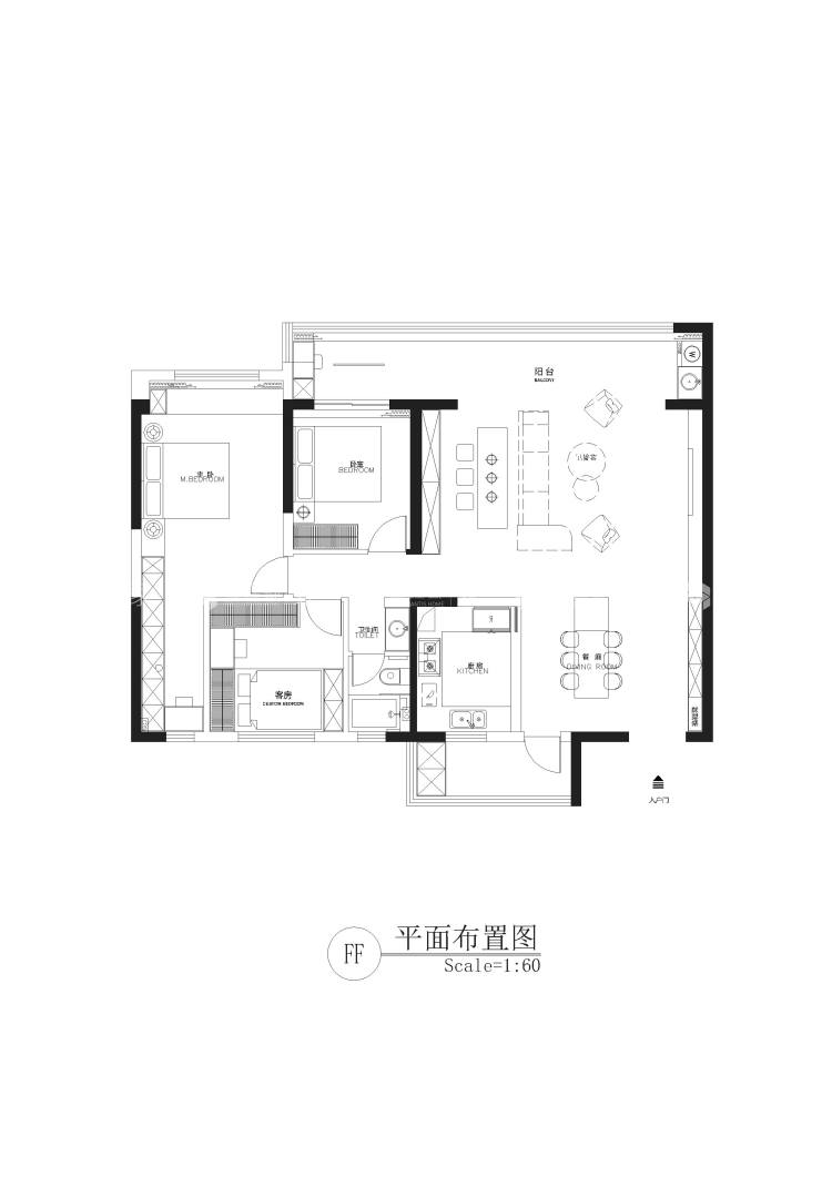 144平碧桂园云顶原木奶油风-平面布置图