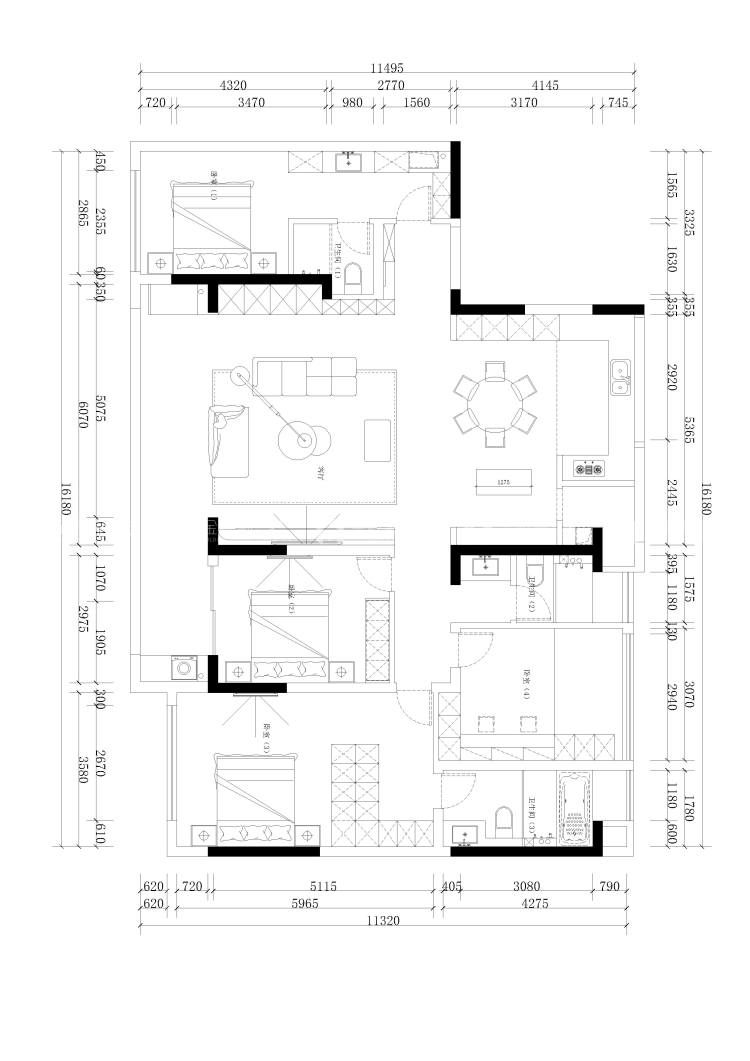 178平中南春风里现代风-平面布置图