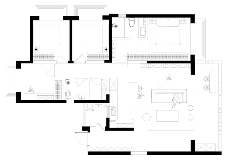 158平方万科五街坊现代轻奢风-平面布置图