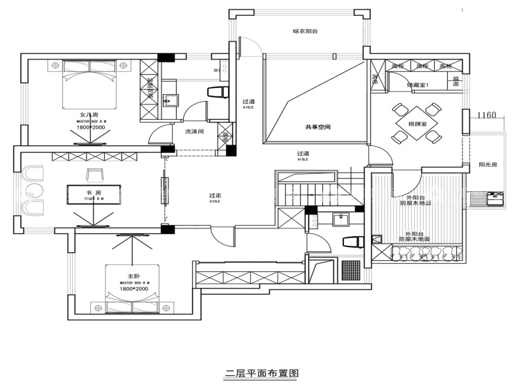 250平中港城中式风格案例-平面布置图