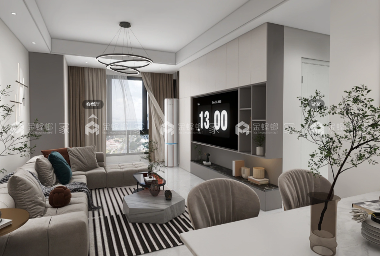 89平领地澜山悦现代风格-客厅效果图及设计说明