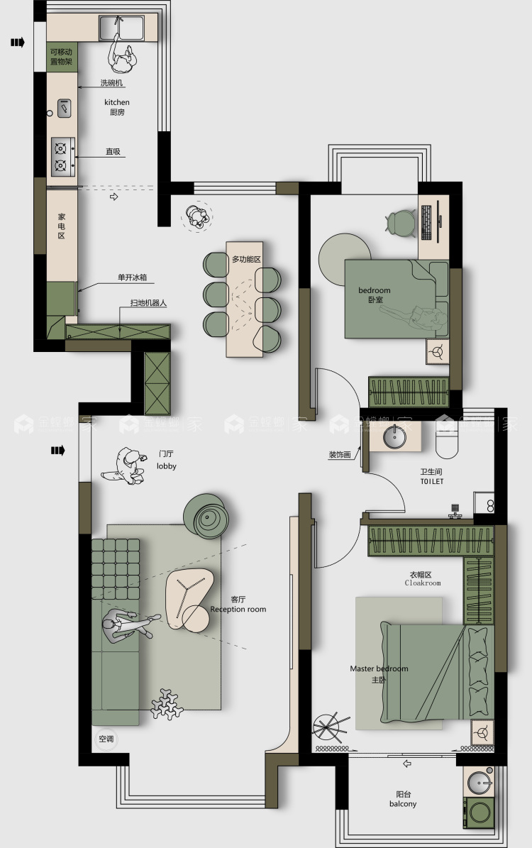 108m²双瑞滨河花园现代原木风-平面布置图