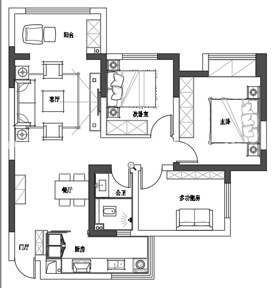 77平嘉州长卷现代简约-平面设计图及设计说明