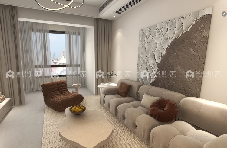 72平繁花里现代简约-客厅效果图及设计说明