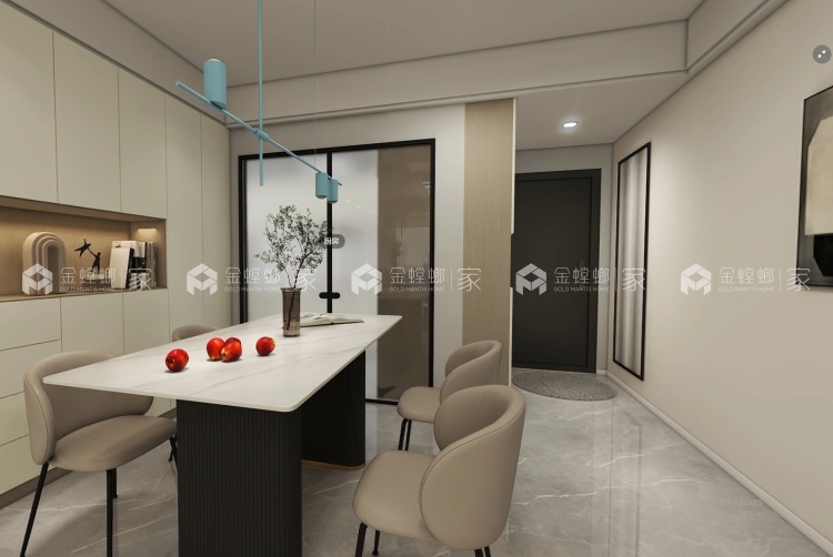 127平翡翠滨江现代极简-餐厅效果图及设计说明