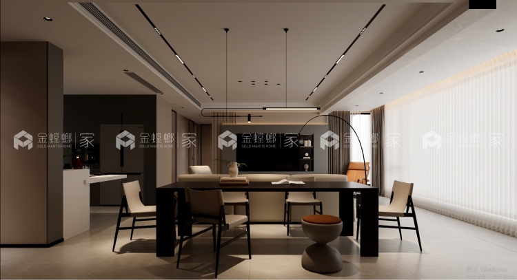 140平领地澜山现代极简-客厅效果图及设计说明