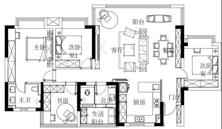 140平领地澜山现代极简-平面设计图及设计说明