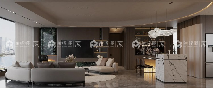 雅居乐意式轻奢大平层-空间效果图