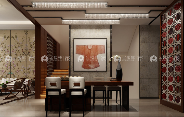 320㎡和雅共生:新中式与日式的交融设计-空间效果图