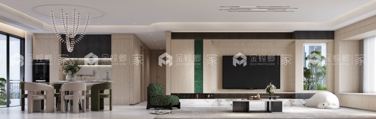 210㎡现代:开放联动与温柔治愈的“空间共生”设计-平面布置图