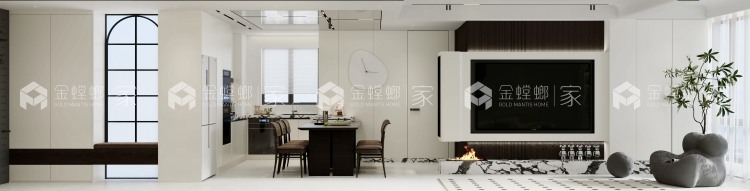 110㎡复式:上下层开放联动与复古温润-空间效果图