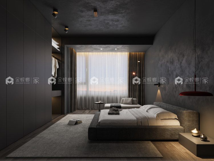 倚山院220㎡现代暗黑风-空间效果图