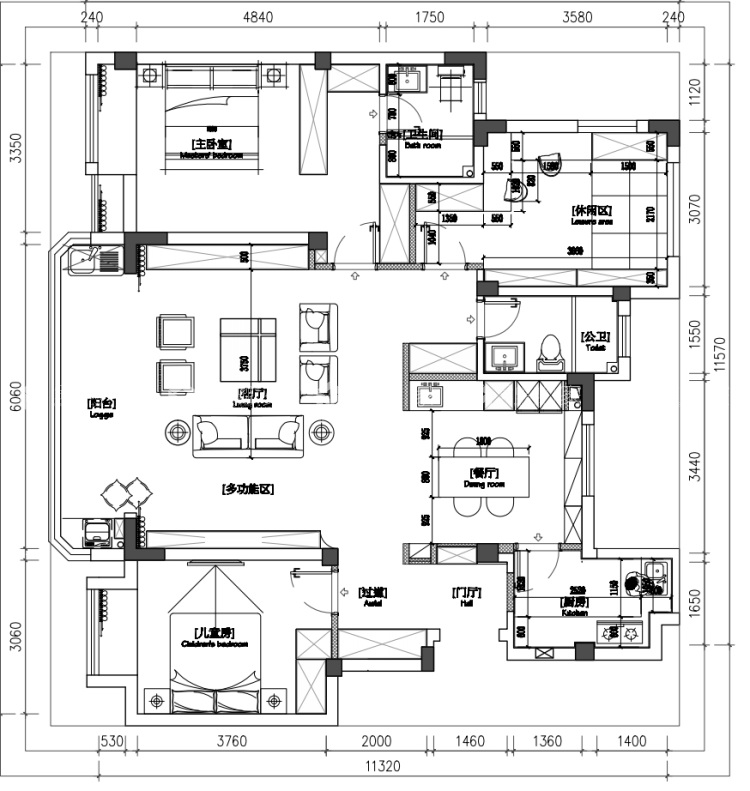 136平江南华府现代简约风格-平面布置图