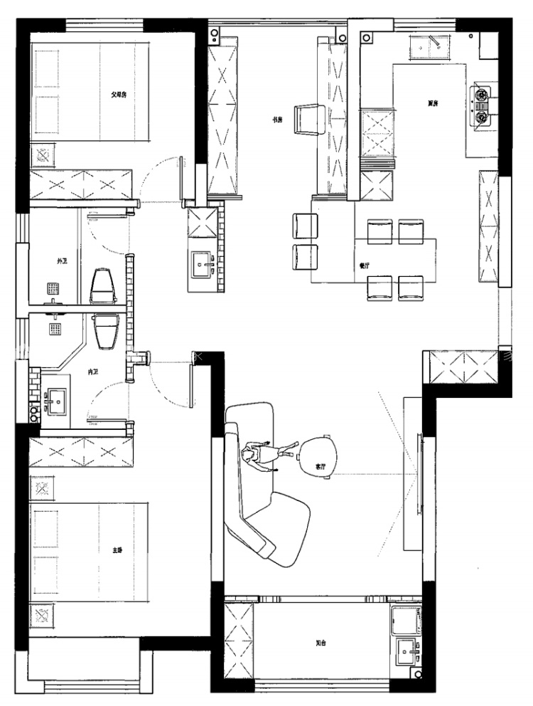 116平七里香都轻法中古风-平面布置图
