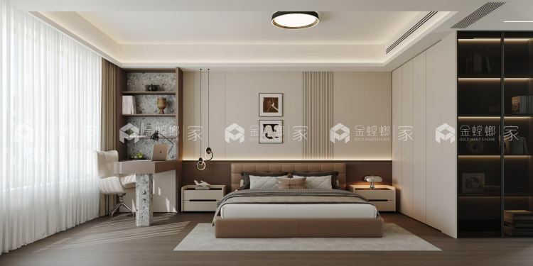 现代轻奢风的精致感演绎到极致-卧室效果图及设计说明