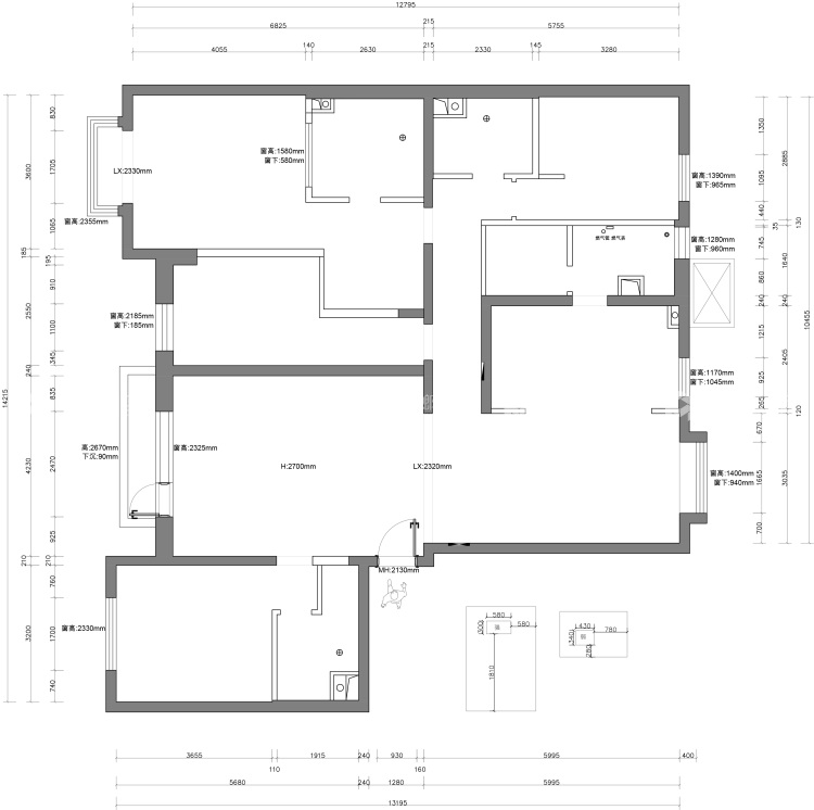 200平上元君庭现代法式风-业主需求&原始结构图