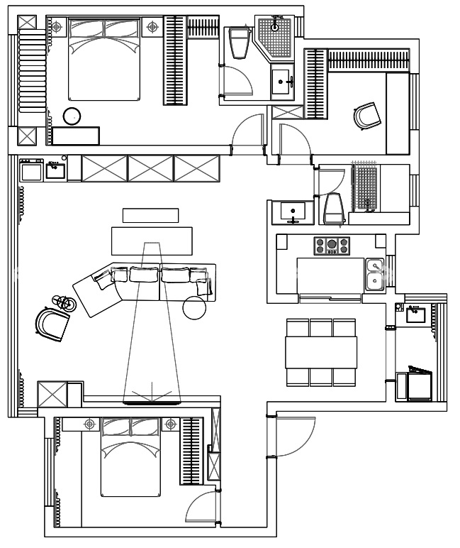 130平天健和景现代意式风格-平面布置图