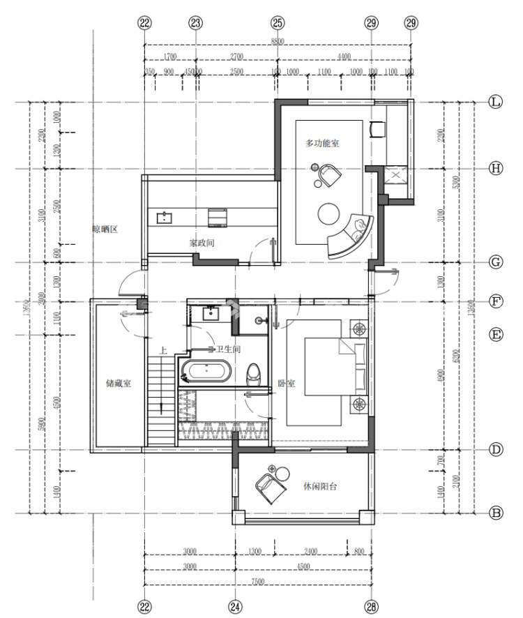 220平复式星湖花园轻法风格-平面布置图
