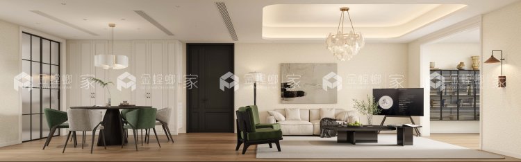 220平复式星湖花园轻法风格-空间效果图