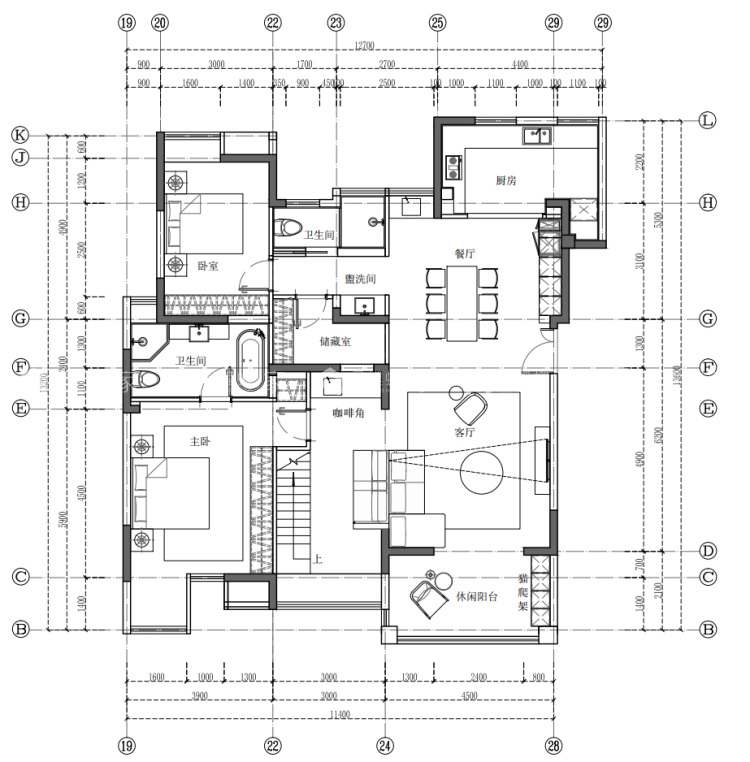 220平复式星湖花园轻法风格-平面布置图