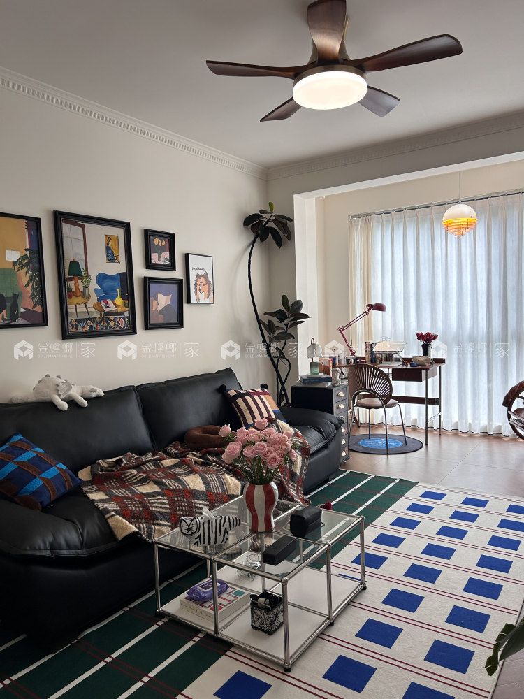 90平清水湾现代中古风格-空间效果图