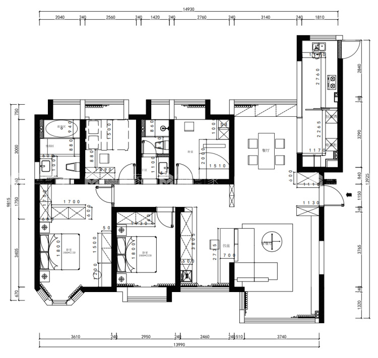 160平湖滨一号意式风格-平面布置图