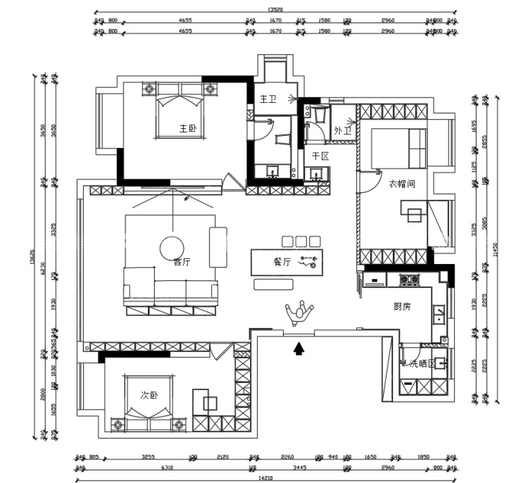 180平凯旋名筑现代意式风格-平面布置图