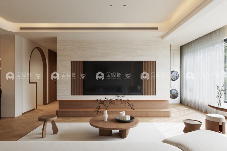146平-金茂未来府-中古风-客厅效果图及设计说明