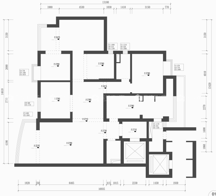 210平江临天下意式轻奢风格-业主需求&原始结构图