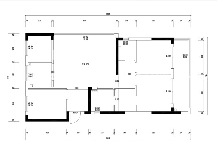 120m²和光屿湖法式奶油风-业主需求&原始结构图