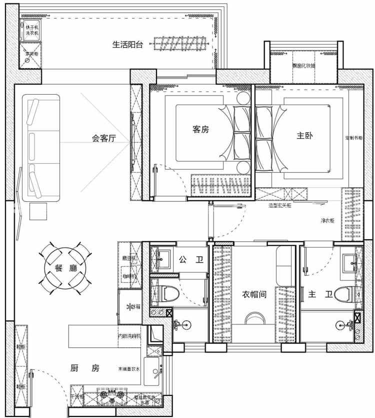 93平方-复古风-招商公园大道央璟-平面布置图