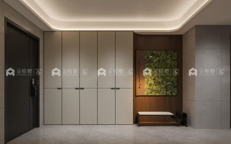 灰度简致｜自然肌理质感大宅-空间效果图